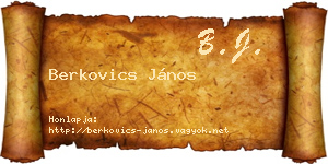 Berkovics János névjegykártya