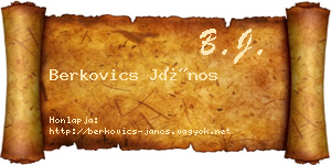 Berkovics János névjegykártya